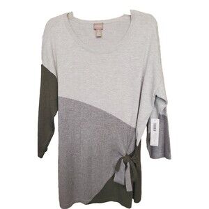 Chico’s Touch of Cashmere Colorblock Side-Tie Pullover Sweater Size 2 Large NWT